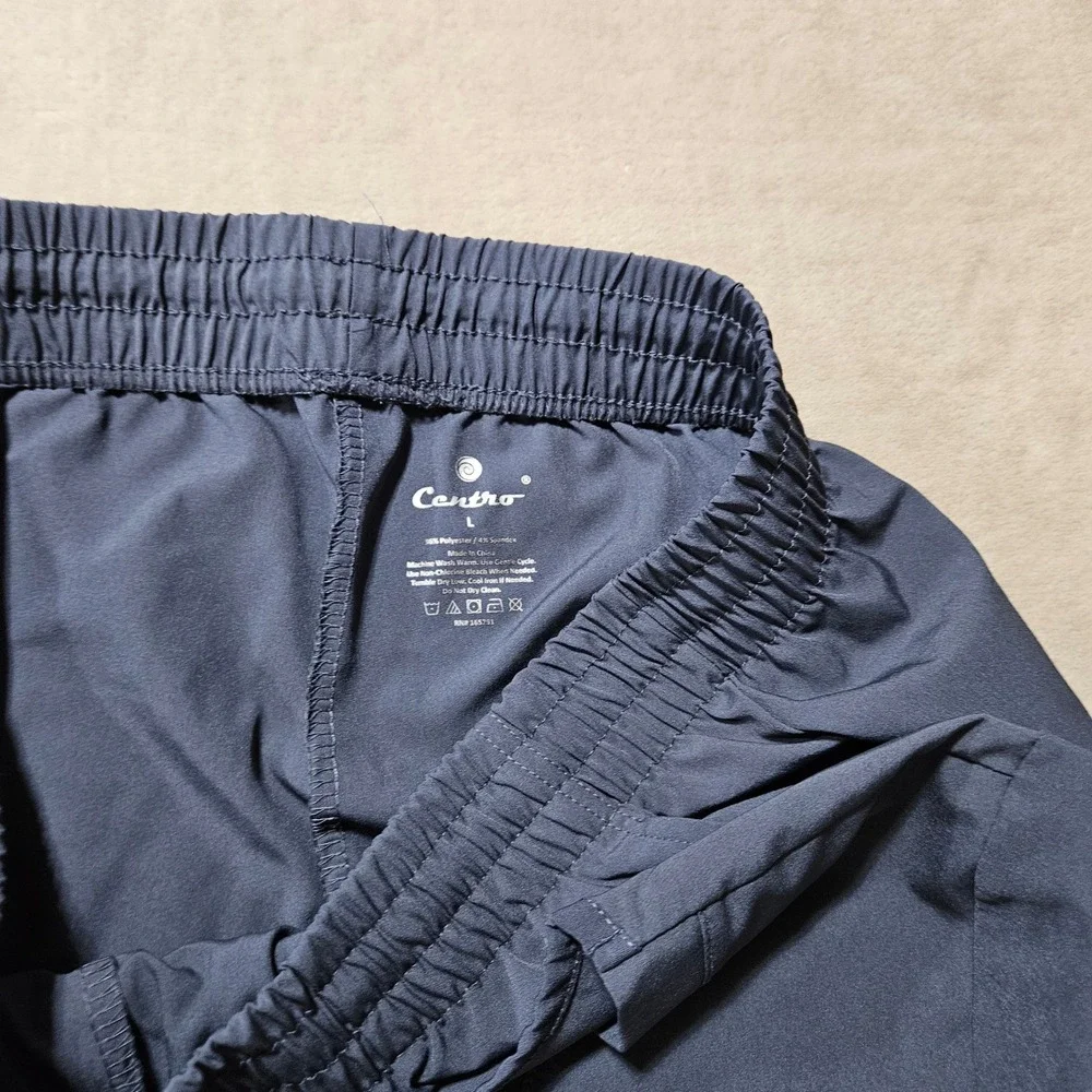 Centro Womens Gray Blue Scrub Set V-Neck Short Sleeve Top Elastic Waist Pants L